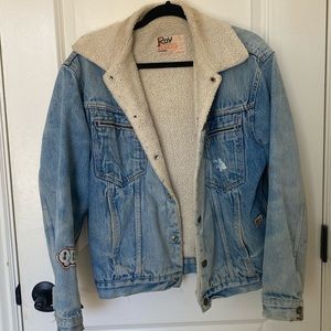 Vintage denim coat with fur lining - one of a kind!